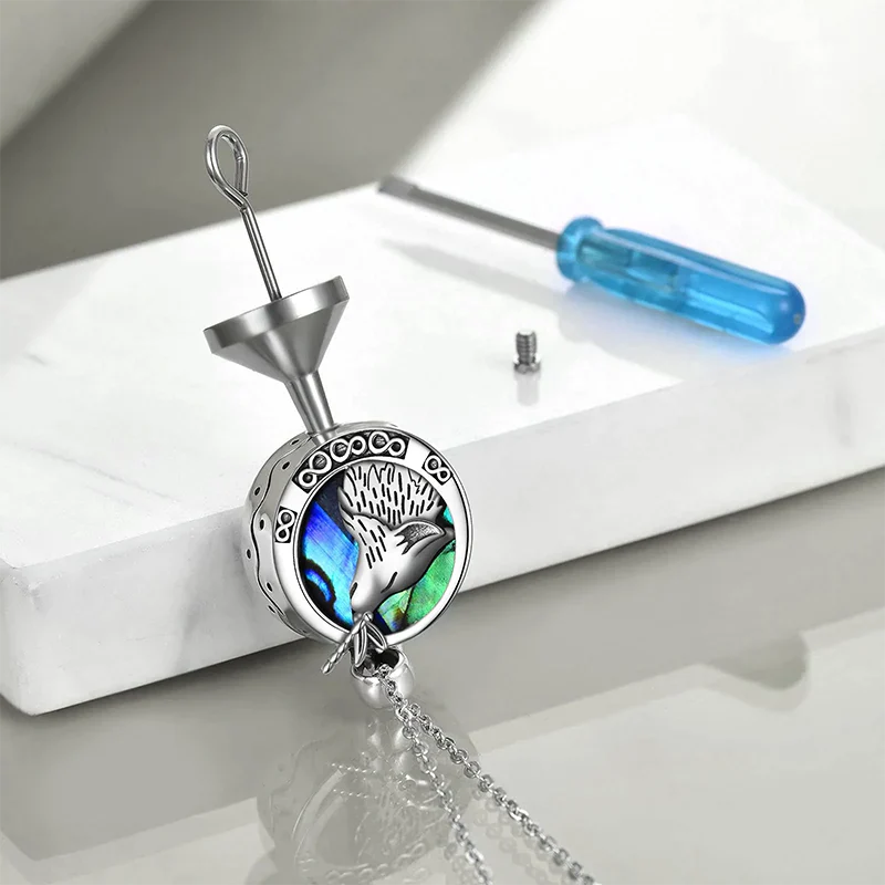 Urn Necklace for Ashes Sterling Silver Wolf Urn Pendant Cremation Jewelry Memorial Gifts for Women Men