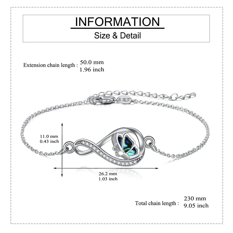 Infinity Butterfly Urn Bracelets for Ashes 925 Sterling Silver Cremation Butterfly Memerial Jewelry for Women