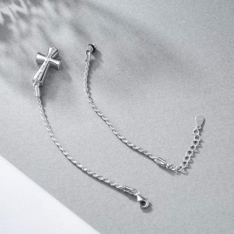 Cross Urn Bracelet Dog Paw Urn Bracelet Sterling Silver Always in My Heart Cremation Keepsake Bracelet w/ Funnel Filler