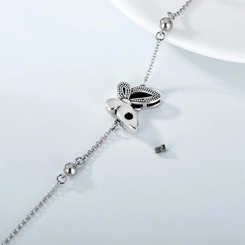 Butterfly Cremation Jewelry 925 Sterling Silver Urn Bracelet Ashes Keepsake Hair Memorial Link Chain Always in My Heart Locket for Women Mom