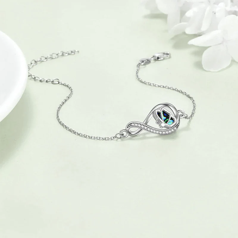 Infinity Butterfly Urn Bracelets for Ashes 925 Sterling Silver Cremation Butterfly Memerial Jewelry for Women