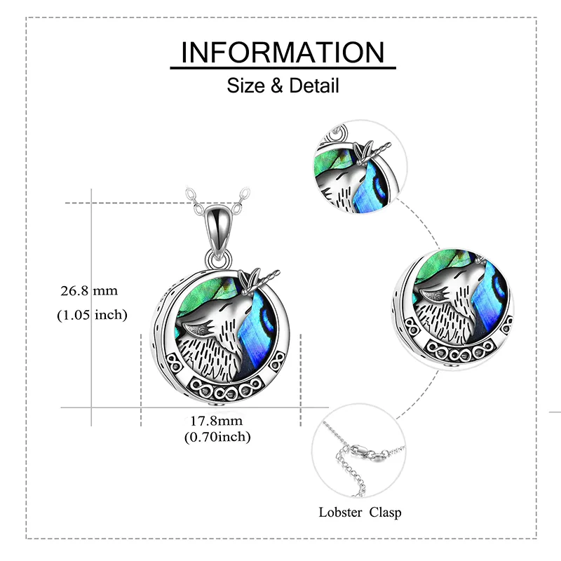 Urn Necklace for Ashes Sterling Silver Wolf Urn Pendant Cremation Jewelry Memorial Gifts for Women Men