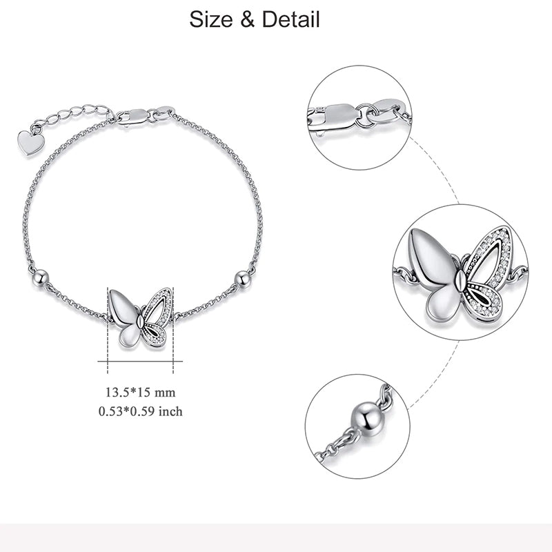 Butterfly Cremation Jewelry 925 Sterling Silver Urn Bracelet Ashes Keepsake Hair Memorial Link Chain Always in My Heart Locket for Women Mom