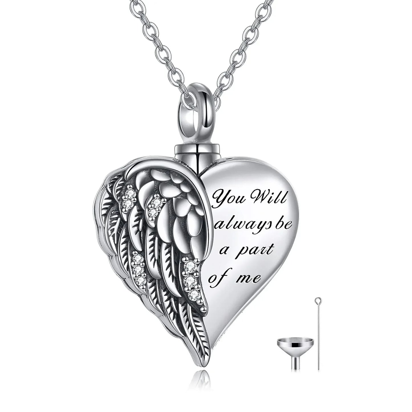 Sterling Silver Guardian Angel Wings Urn Necklaces for Ashes Cremation Memory Jewelry for Women Men
