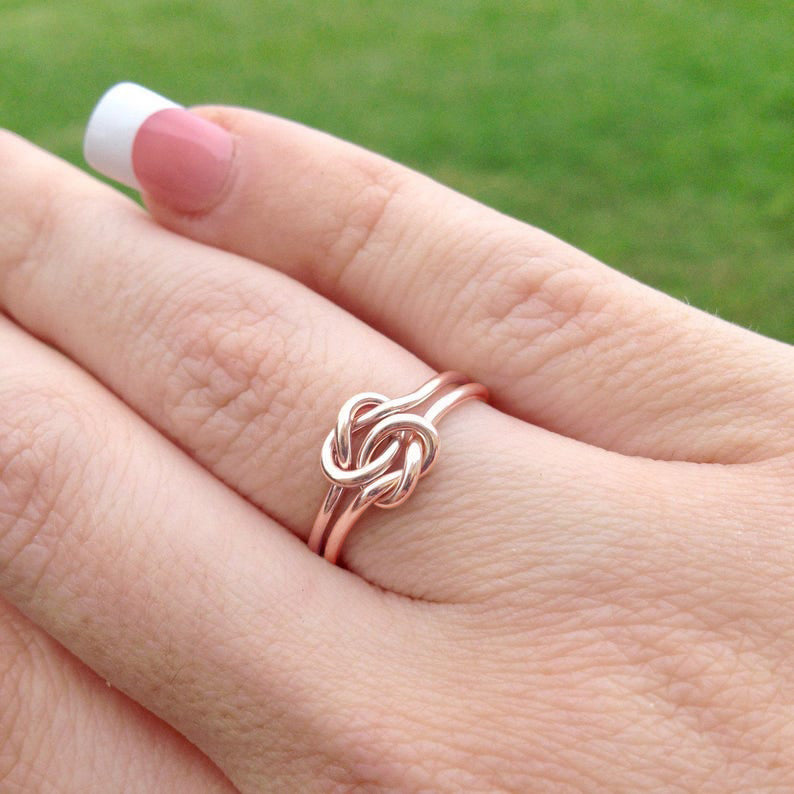 Double Knot Ring Knot Promise Ring Gold Filled Ring Two Toned Ring Gifts For HerTwo Love Knots Love Knot Ring