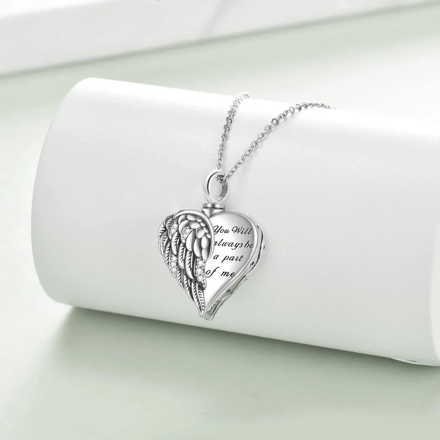 Sterling Silver Guardian Angel Wings Urn Necklaces for Ashes Cremation Memory Jewelry for Women Men