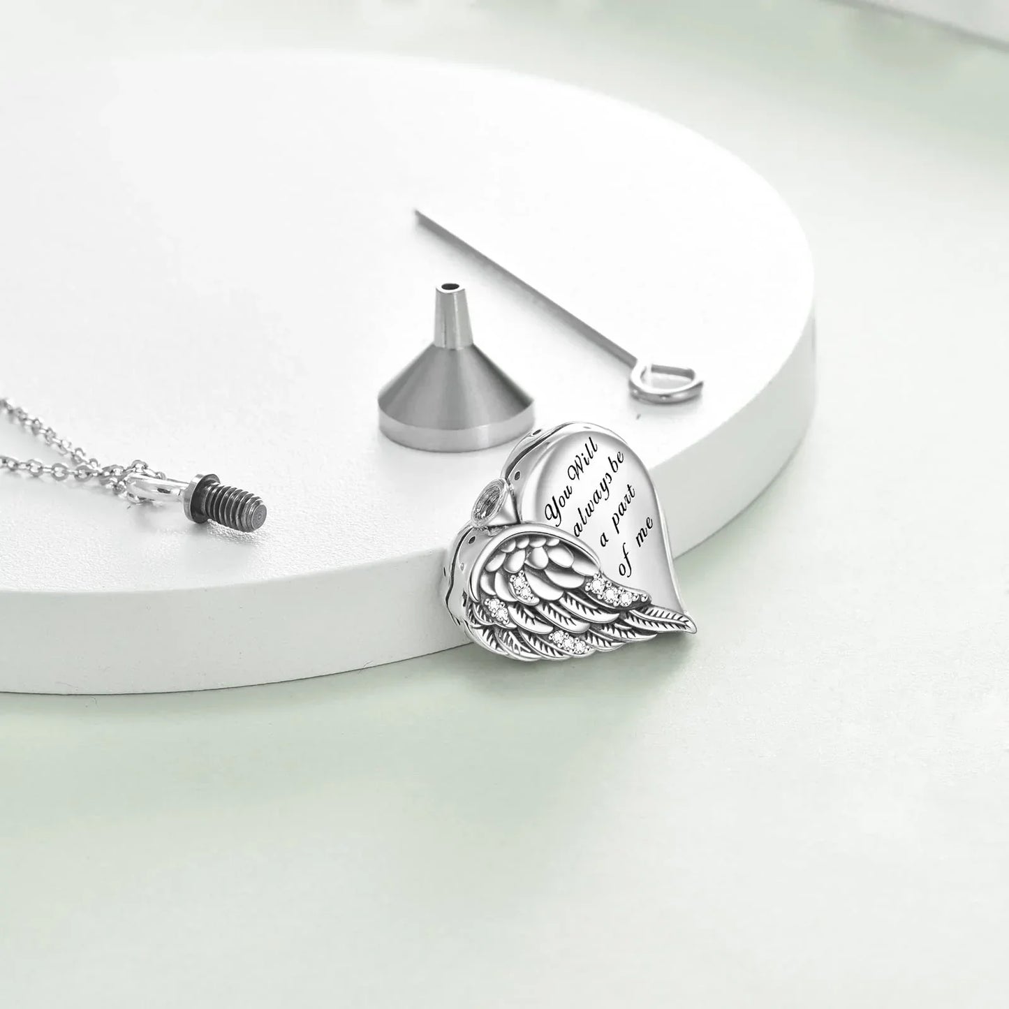 Sterling Silver Guardian Angel Wings Urn Necklaces for Ashes Cremation Memory Jewelry for Women Men
