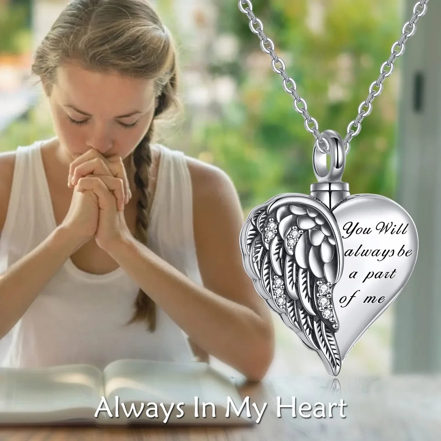 Sterling Silver Guardian Angel Wings Urn Necklaces for Ashes Cremation Memory Jewelry for Women Men