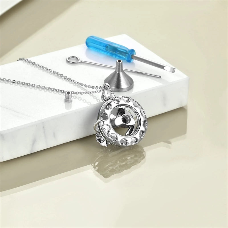 Hummingbird Urn Necklace for Ashes Sterling Silver with Crystal Cremation Jewelry w/Funnel Filler Keepsake Memory Jewelry for Women Girls