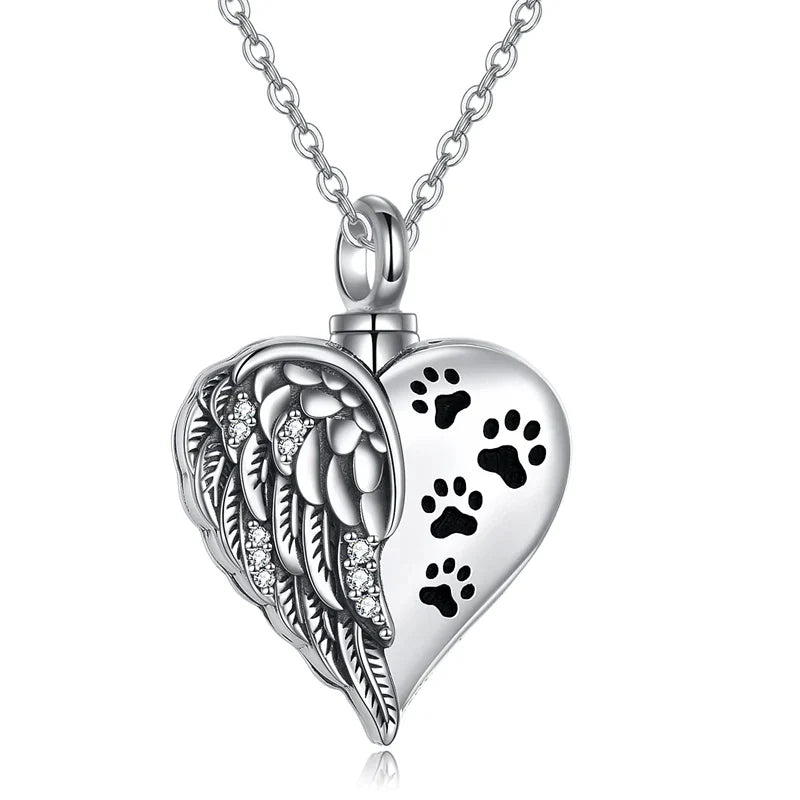 Sterling Silver Guardian Angel Wings Urn Necklaces for Ashes Cremation Memory Jewelry for Women Men