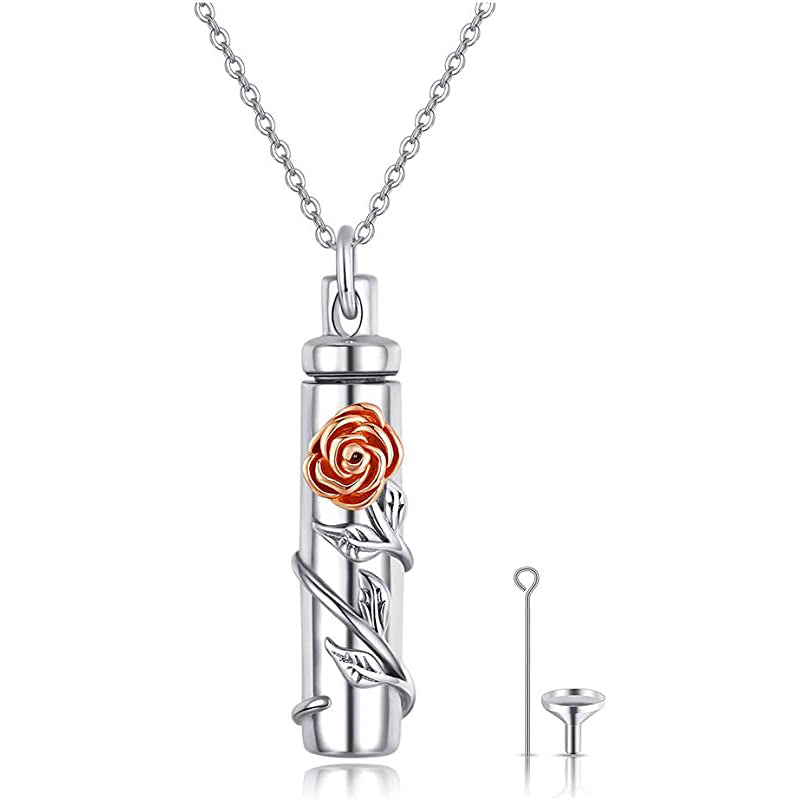 Cremation Jewelry Sterling Silver Sunflower Rose Daisy Flower Urn Necklace for Ashes Memorial Keepsake Jewelry for Women Friends