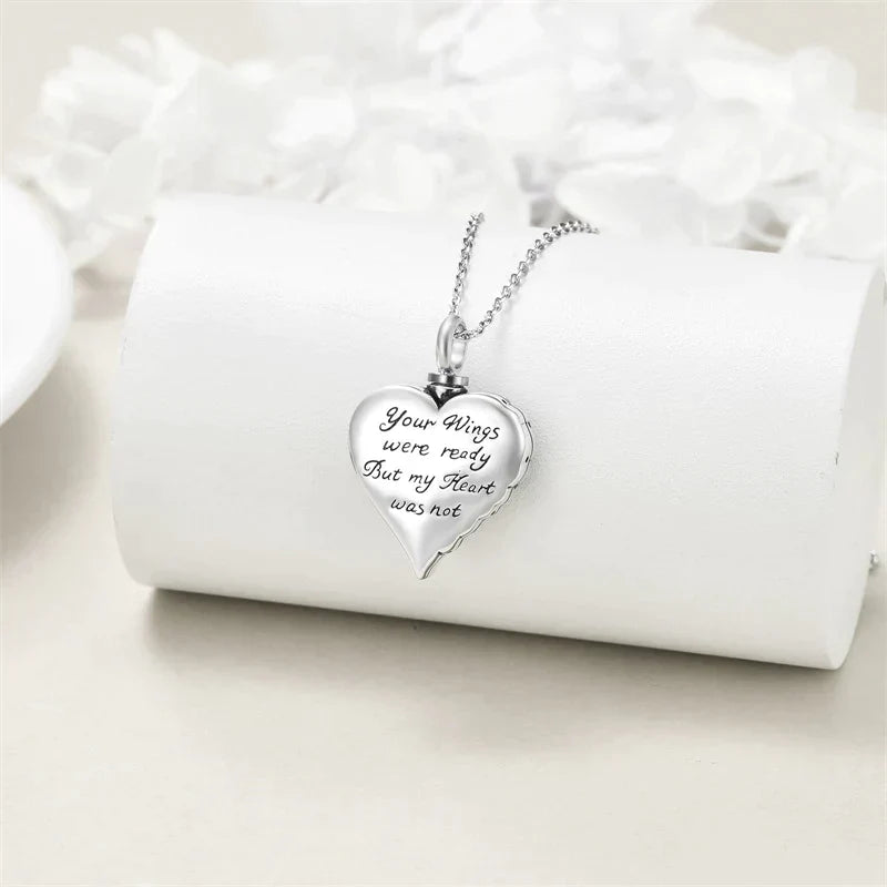 Sterling Silver Guardian Angel Wings Urn Necklaces for Ashes Cremation Memory Jewelry for Women Men