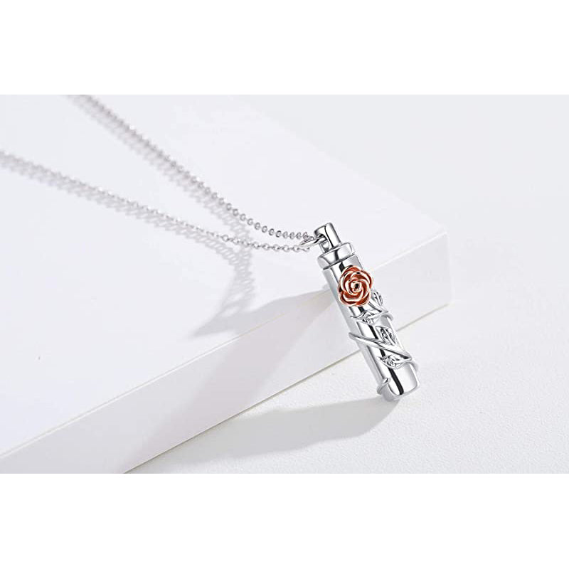 Cremation Jewelry Sterling Silver Sunflower Rose Daisy Flower Urn Necklace for Ashes Memorial Keepsake Jewelry for Women Friends