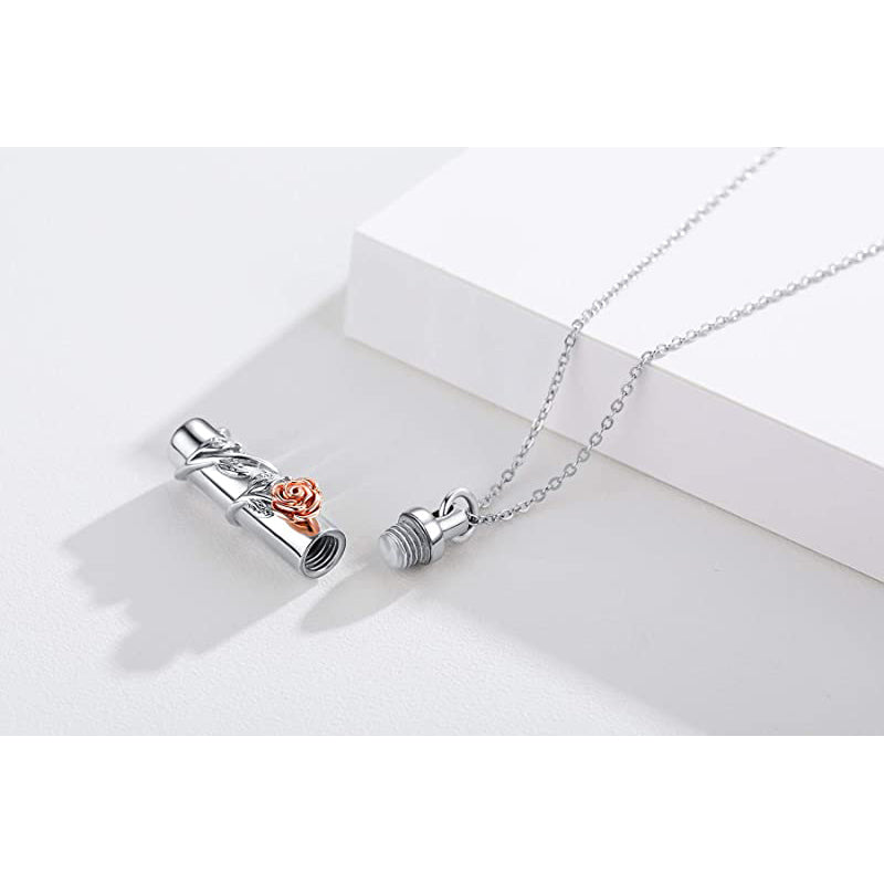 Cremation Jewelry Sterling Silver Sunflower Rose Daisy Flower Urn Necklace for Ashes Memorial Keepsake Jewelry for Women Friends