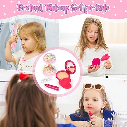 🎁Girls' Pretend Play Handbag Set with Makeup Phone Accessories (17 PCS)
