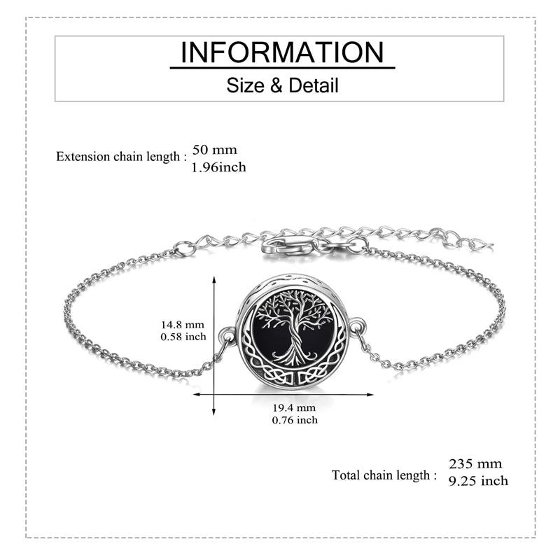 Tree of Life Urn Bracelet for Ashes 925 Sterling Silver Tree of Life Cremation Keepsake Pendant Locket Bracelet for Women Mom