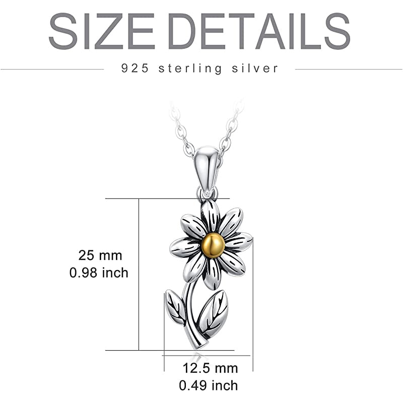 925 Sterling Silver Sunflower Daisy Urn Necklace Keepsake Ashes Cremation Hair Memorial Jewelry
