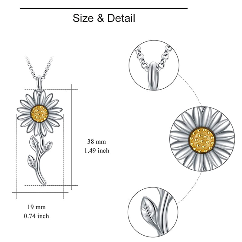 925 Sterling Silver Sunflower Daisy Urn Necklace Keepsake Ashes Cremation Hair Memorial Jewelry