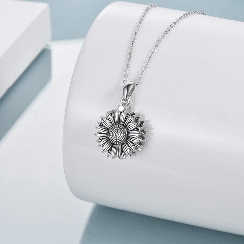 Sterling Silver Sunflower Urn Necklace for Ashes You are My Sunshine Pendant Cremation Jewelry for Ashes of Loved Ones Keepsake
