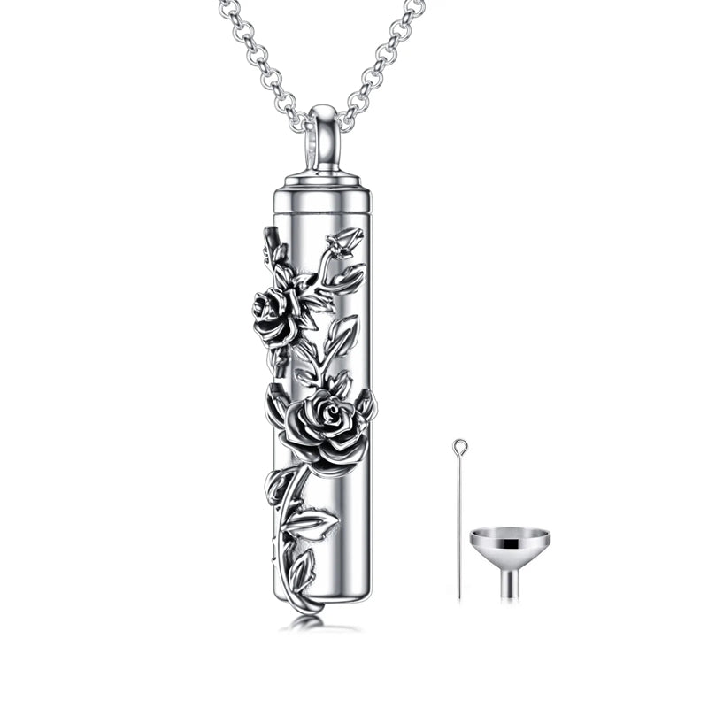 Cremation Jewelry Sterling Silver Sunflower Rose Daisy Flower Urn Necklace for Ashes Memorial Keepsake Jewelry for Women Friends
