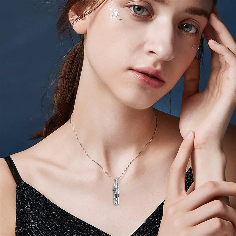 Cremation Jewelry Sterling Silver Sunflower Rose Daisy Flower Urn Necklace for Ashes Memorial Keepsake Jewelry for Women Friends