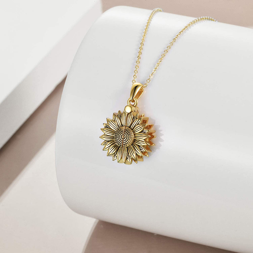 Sterling Silver Sunflower Urn Necklace for Ashes You are My Sunshine Pendant Cremation Jewelry for Ashes of Loved Ones Keepsake