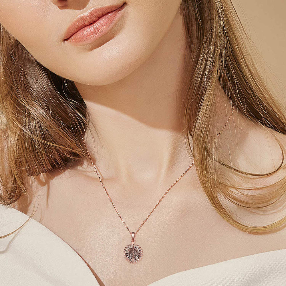 Sterling Silver Sunflower Urn Necklace for Ashes You are My Sunshine Pendant Cremation Jewelry for Ashes of Loved Ones Keepsake