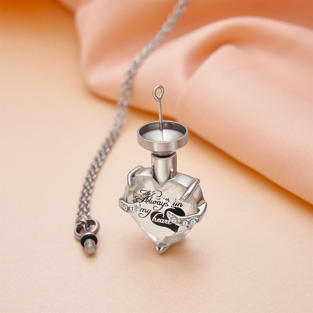 Custom Engraved Ashes Urn Necklace Heart-shaped Month Birthday Stone Keepsakes for Ashes Cremation Jewelry