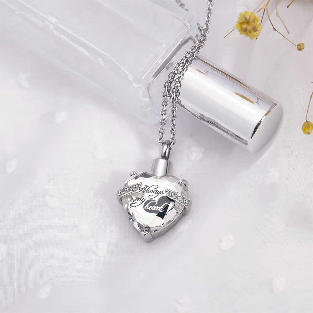 Custom Engraved Ashes Urn Necklace Heart-shaped Month Birthday Stone Keepsakes for Ashes Cremation Jewelry
