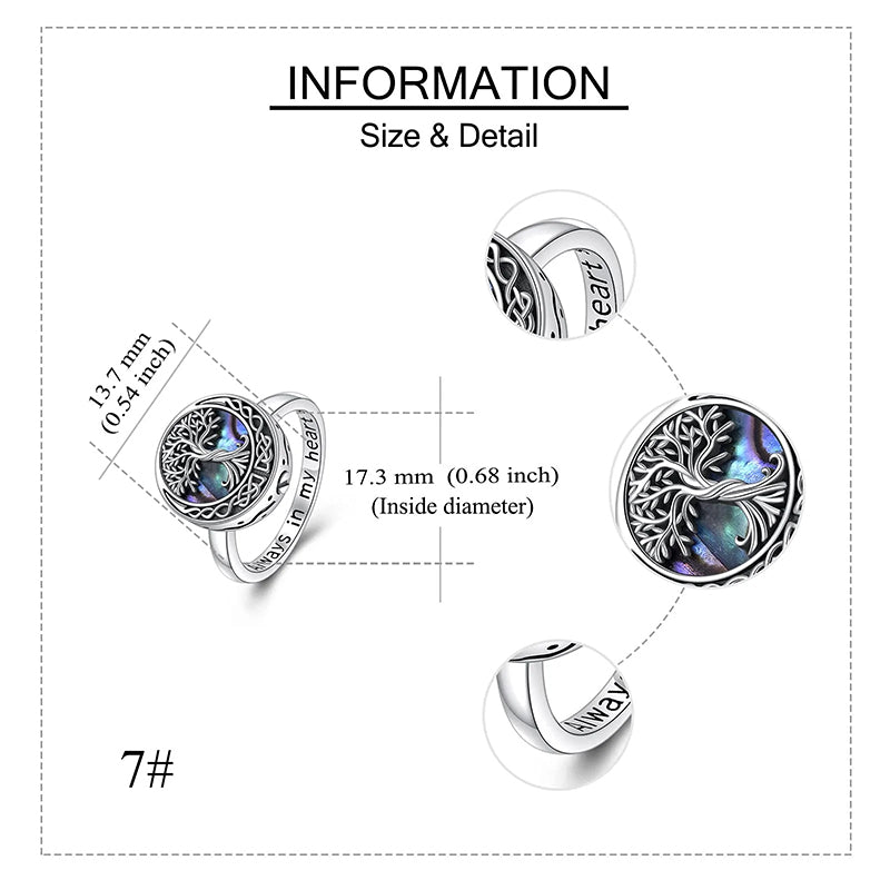 Tree of Life Urn Necklaces for Ashes Sterling Silver Abalone Shell Tree of Life Cremation Jewelry Memory Jewelry for Women Men