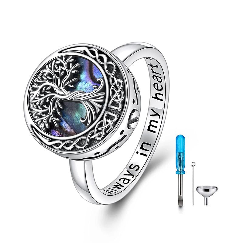 Tree of Life Urn Necklaces for Ashes Sterling Silver Abalone Shell Tree of Life Cremation Jewelry Memory Jewelry for Women Men