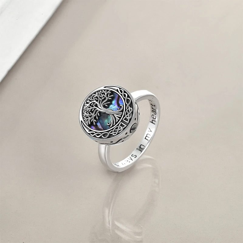 Tree of Life Urn Necklaces for Ashes Sterling Silver Abalone Shell Tree of Life Cremation Jewelry Memory Jewelry for Women Men