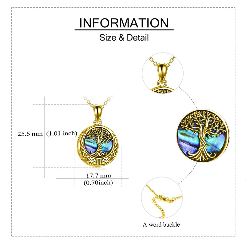 Tree of Life Urn Necklaces for Ashes Sterling Silver Abalone Shell Tree of Life Cremation Jewelry Memory Jewelry for Women Men