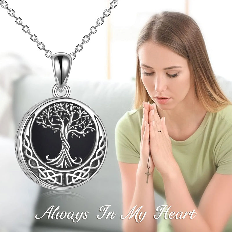 Tree of Life Urn Necklaces for Ashes Sterling Silver Abalone Shell Tree of Life Cremation Jewelry Memory Jewelry for Women Men