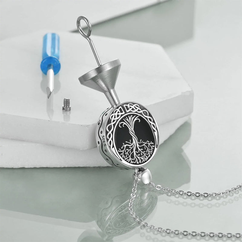 Tree of Life Urn Necklaces for Ashes Sterling Silver Abalone Shell Tree of Life Cremation Jewelry Memory Jewelry for Women Men