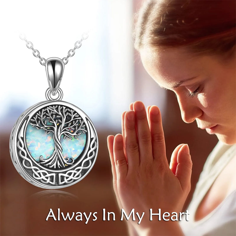 Tree of Life Urn Necklaces for Ashes Sterling Silver Abalone Shell Tree of Life Cremation Jewelry Memory Jewelry for Women Men