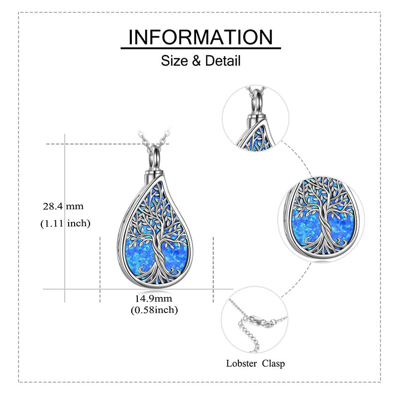 Tree of Life Urn Necklaces for Ashes Sterling Silver Abalone Shell Tree of Life Cremation Jewelry Memory Jewelry for Women Men