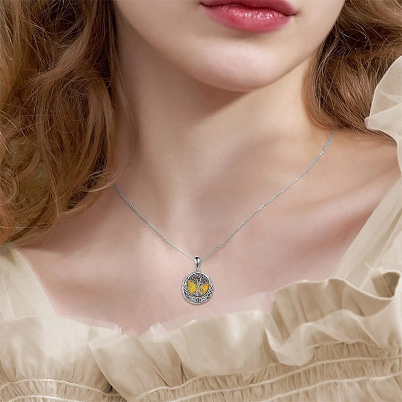Tree of Life Urn Necklaces for Ashes Sterling Silver Abalone Shell Tree of Life Cremation Jewelry Memory Jewelry for Women Men