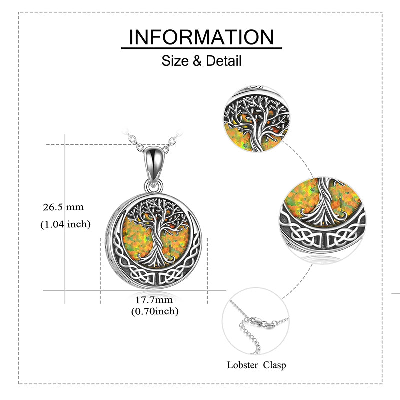 Tree of Life Urn Necklaces for Ashes Sterling Silver Abalone Shell Tree of Life Cremation Jewelry Memory Jewelry for Women Men