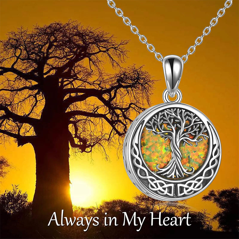 Tree of Life Urn Necklaces for Ashes Sterling Silver Abalone Shell Tree of Life Cremation Jewelry Memory Jewelry for Women Men
