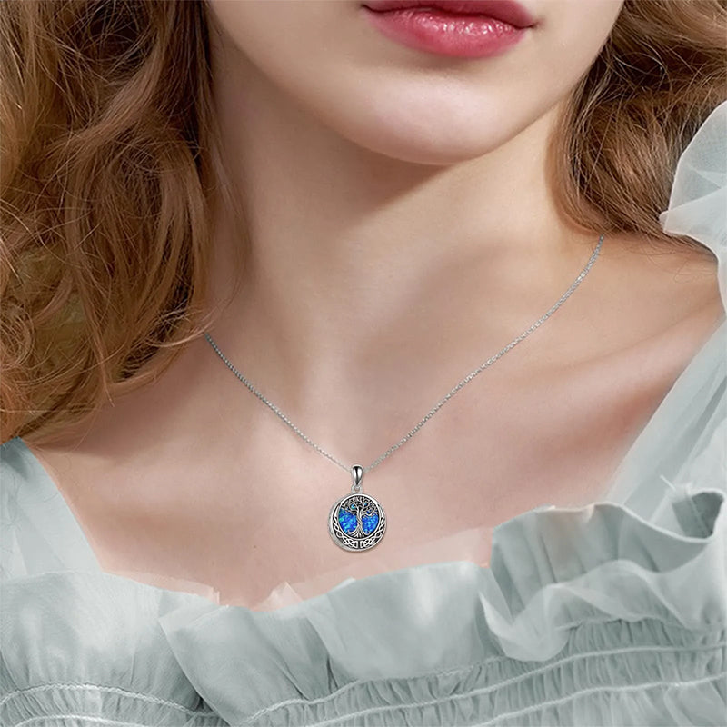 Tree of Life Urn Necklaces for Ashes Sterling Silver Abalone Shell Tree of Life Cremation Jewelry Memory Jewelry for Women Men