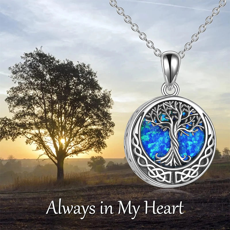 Tree of Life Urn Necklaces for Ashes Sterling Silver Abalone Shell Tree of Life Cremation Jewelry Memory Jewelry for Women Men