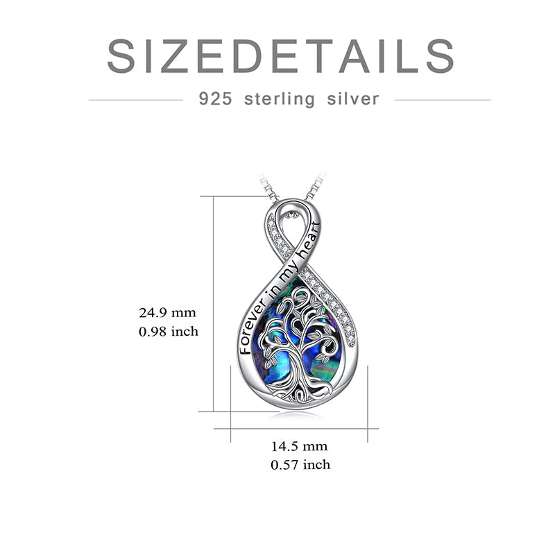 Tree of Life Urn Necklaces for Ashes Sterling Silver Abalone Shell Tree of Life Cremation Jewelry Memory Jewelry for Women Men