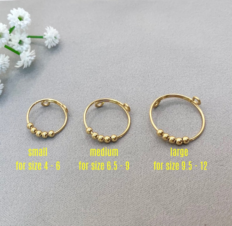 Anxiety Ring Bead Stacking Ring Fidget Ring Minimalist Ring Spinning Ring 925 Sterling Silver Thumb Ring