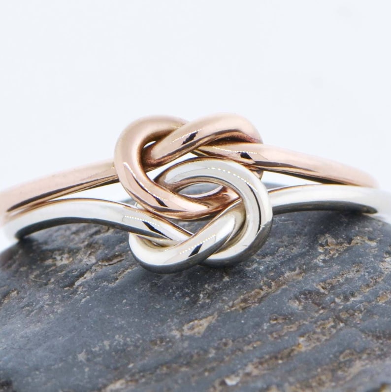 Double Knot Ring Knot Promise Ring Gold Filled Ring Two Toned Ring Gifts For HerTwo Love Knots Love Knot Ring