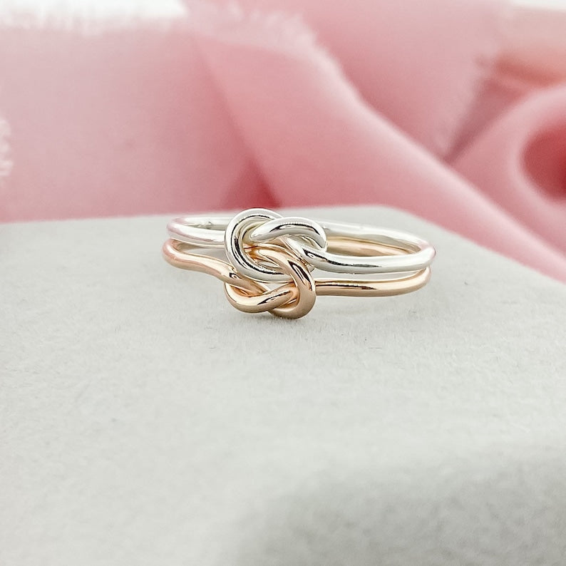 Double Knot Ring Knot Promise Ring Gold Filled Ring Two Toned Ring Gifts For HerTwo Love Knots Love Knot Ring