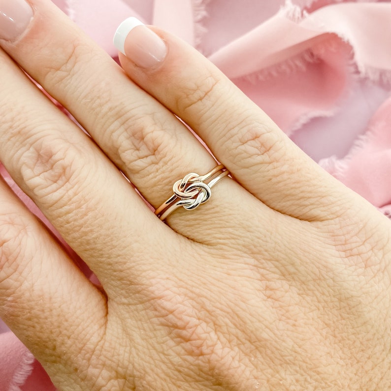 Double Knot Ring Knot Promise Ring Gold Filled Ring Two Toned Ring Gifts For HerTwo Love Knots Love Knot Ring