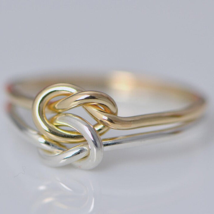 Double Knot Ring Knot Promise Ring Gold Filled Ring Two Toned Ring Gifts For HerTwo Love Knots Love Knot Ring