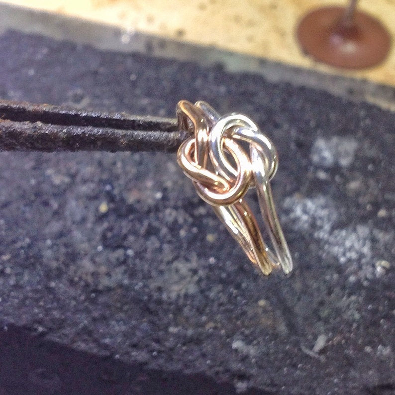 Double Knot Ring Knot Promise Ring Gold Filled Ring Two Toned Ring Gifts For HerTwo Love Knots Love Knot Ring