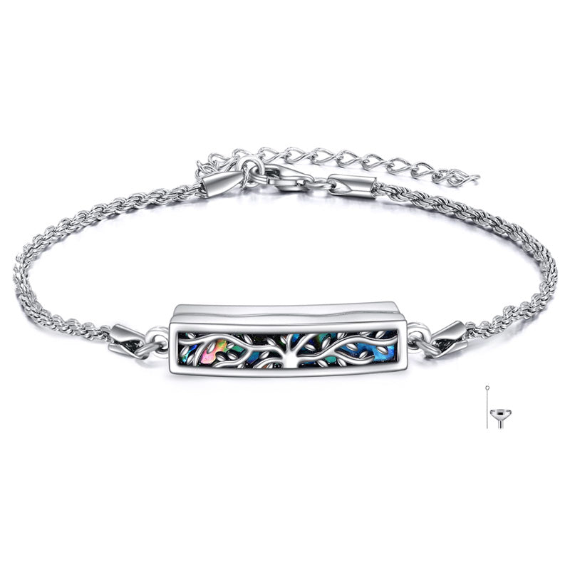 Urn Bracelet for Ashes 925 Sterling Silver Abalone Shell Hummingbird Dragonfly Butterfly Cremation Jewelry for Ashes Keepsake